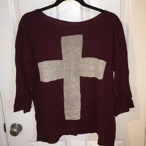 Brandy Melville Red Sweater with white cross